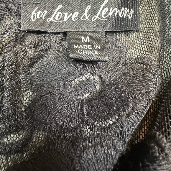 For Love & Lemons Temecula Mini Dress Lace Embroidered Black Dark Romantic Med - Picture 3 of 8